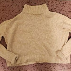 Pink American Eagle Cropped Knit Turtleneck Sweater